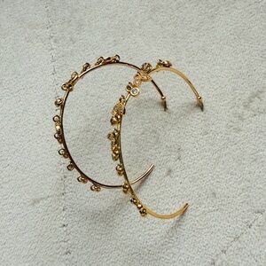 Gold Floral Embellished Hoop Earrings